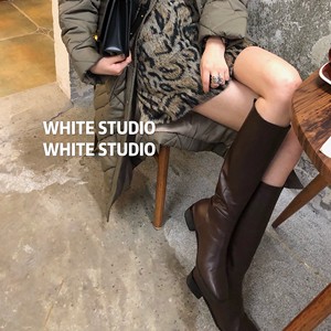 WHITE STUDIO 秋冬搭配利器/超火配裙子穿的靴子网红女不过膝长靴