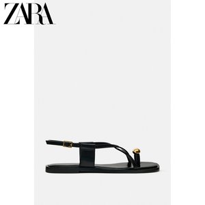 ZARA春季新品 女鞋 金属装饰品细拉带时装平底凉鞋 1610310 800