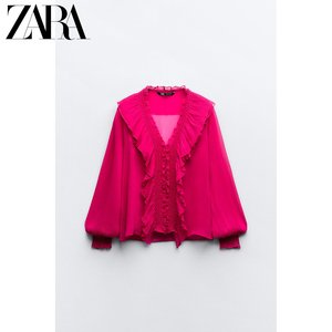 ZARA24春季新品 女装 叠层装饰半透明衬衫 2298060 630