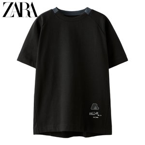 ZARA 24夏季新品 童装男童 弹力补丁饰运动 T 恤 0962673 800