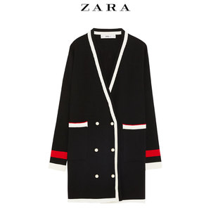 ZARA 小香风外套长款珍珠饰针织外套开衫