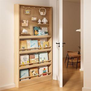 书架一体挂墙实木超薄儿童置物架阅读书柜收纳落地多层壁挂墙上架