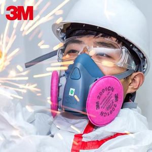 3M正品7502电焊烟油烟面罩2097防尘口罩雾霾2091硅胶焊接防毒面具