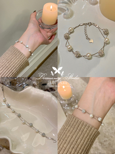 「星辰转运珠」s925纯银高亮珍珠锆石双层手链法式清冷设计感女