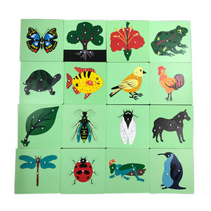 幼儿园蒙氏蒙台梭利早教拼图玩具植物嵌板大树益智动物儿童鱼鸟花