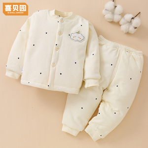 新生婴儿棉衣两件套装冬季加厚保暖外套纯棉无骨夹棉宝宝分体衣服