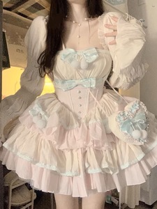 甜美初恋洋装奶甜Lolita公主裙小个子蓬蓬收腰超仙女束腰连衣裙女