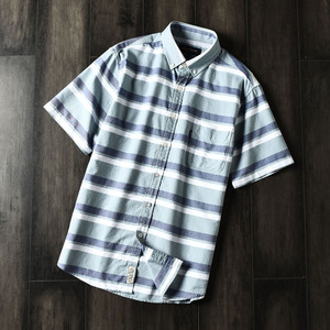 欧美订单 纯棉质 外贸剪标尾货男士夏季格子衬衫商务短袖大码上衣