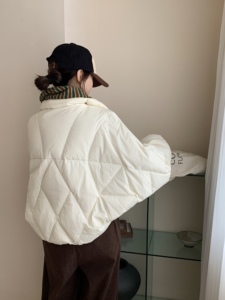 韩国设计感廓形斗篷羽绒服女2023冬新款蝙蝠袖洋气小个子短款外套