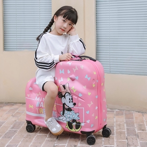 迪士尼儿童拉杆箱女网红米奇可坐可骑行李箱包宝宝旅行箱子男24寸
