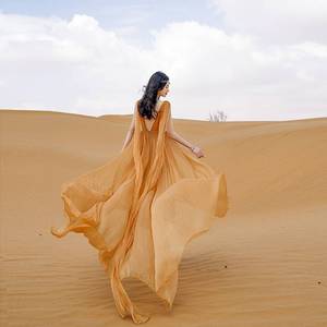 度假大西北西藏新疆沙漠旅游穿搭连衣裙超仙女装埃及风拖尾长裙子