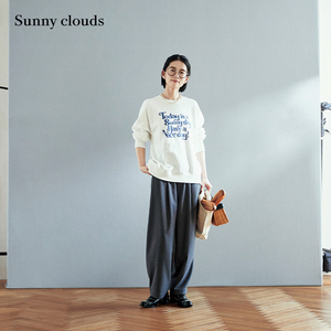 春季新品 桑妮库拉/Sunny clouds 女式纯棉男友风英文印花卫衣
