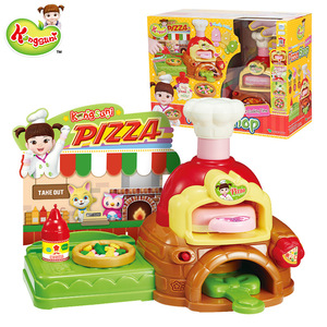 韩国小豆子娃娃趣味披萨店彩泥橡皮泥无毒模具女孩过家家厨房玩具