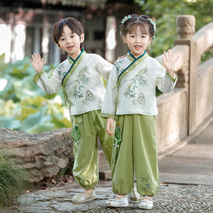 汉服儿童春秋季套装中国风唐装女童古装两件套幼儿园中式表演服潮