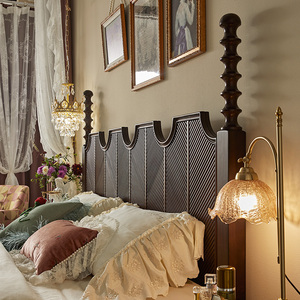 巢趣美式实木床艾米床法式高级感雕花床屏主卧双人大床复古婚床