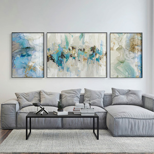 现代简美轻奢蓝色抽象客厅装饰画北欧软装大尺寸墙面挂画美式墙画