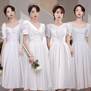 伴娘服夏季高级2024新款仙气质姐妹团白色小礼服连衣裙女平时可穿