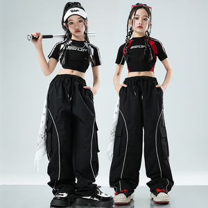 儿童街舞潮服机车儿童jazz走秀女童爵士舞蹈服hiphop演出服装酷帅