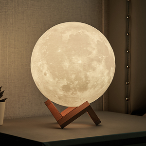 创意3d打印月球灯充电款小夜灯女生卧室柔光网红床头灯拍照氛围灯