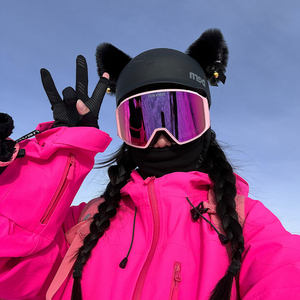 滑雪头盔装饰品可爱猫耳朵安全盔罩帽子女帽套滑冰雪盔改装配饰件