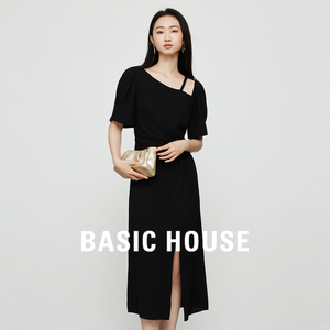 Basic House/百家好气质连衣裙子女夏季2024年新款小个子收腰长裙