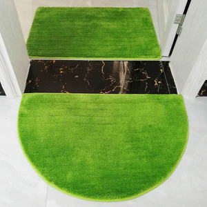 半圆形草坪绿色卫生间门口进门地垫门垫卧室防滑地毯门厅脚垫定制