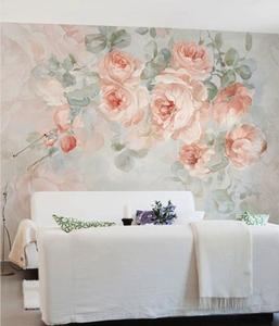 欧式电视背景墙壁纸美式玫瑰墙纸卧室墙布壁布现代简约壁画ins风