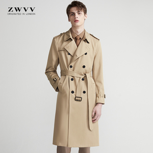 Trench coat 2024春秋男士风衣超长款过膝青年帅气战壕修身潮外套