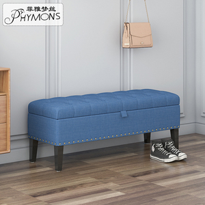 换鞋凳欧式床尾凳实木储藏储物箱凳床头边脚凳美式入户布艺沙发凳