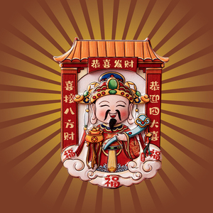 中国风财神爷冰箱贴卡通磁吸贴创意灶神月老寿星磁力贴文创装饰