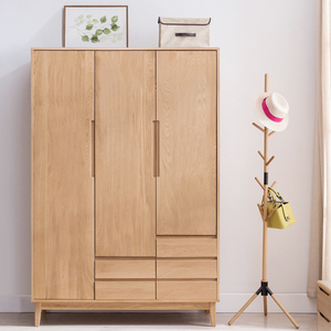 AiLvJu 北欧全实木衣柜橡木三门日式大衣柜卧室家具衣橱3门储物柜