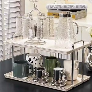 杯架置物架客厅茶杯架水杯架收纳架托盘咖啡杯架子桌面双层茶水间