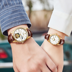 正品精工情侣手表一对超薄全自动机械表真皮十大品牌男女士腕表