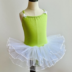 儿童吊带练功裙绿色白色连衣纱裙少儿芭蕾舞中国舞蹈连体服舞台裙