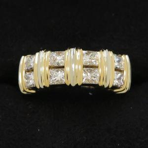 日本直邮 二手 Cartier 卡地亚 18K黄金白金钻石戒指 11号