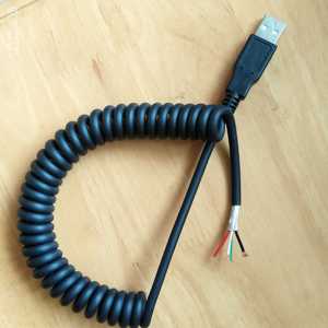 带USB2.0公头弹簧曲线USB A头弹弓螺旋曲线圈径18线径4.5总1.95米