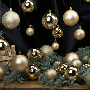 3CM-60CM圣诞球金色大号吊球银色哑光电镀球圣诞树布置装饰挂件