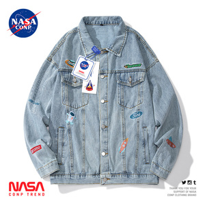 NASA CONP联名易烊千玺同款刺绣牛仔外套宽松休闲衣服外套春季款