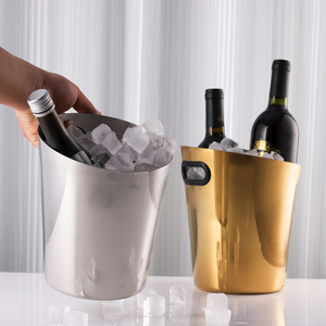 新款斜口不锈钢冰桶欧式香槟桶酒吧ktv冰块桶家用啤酒桶装饰摆件