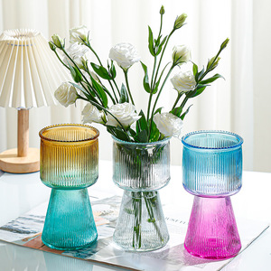 新款烛台创意网红玻璃瓶子怡水培干花朵家居玻璃花瓶客厅花器摆件