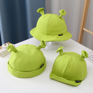 痞幼同款绿色帽子春秋薄款婴儿鸭舌帽渔夫帽地主帽抖音儿童史莱克