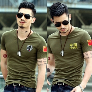 特种兵短袖t恤男黑色中国军迷男装体能训练服青少年修身刺绣上衣