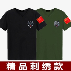 中国特种兵短袖t恤男黑色紧身体恤宽松大码迷彩军迷t恤训练服半袖