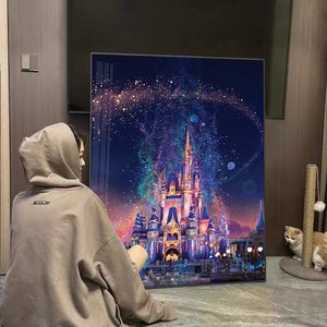 迪士尼城堡钻石画满钻新款小件儿童房卡通贴钻十字绣砖石贴画diy