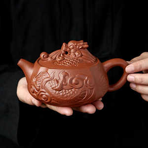 原矿紫砂壶泡茶壶单壶功夫茶具家用大小容量手工大红袍汉瓦石瓢壶