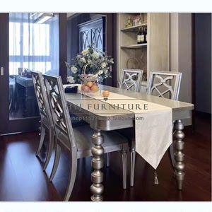 美式实木雕刻长方形餐桌美克art莫里印象餐桌椅美爱家罗马柱餐桌