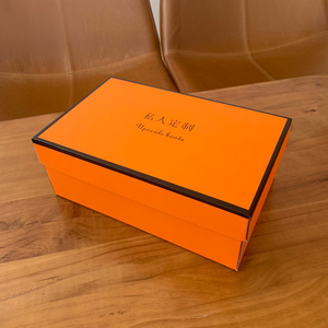 专柜橙色橘色直播鞋盒彩色加厚牛皮纸翻盖天地盖球鞋收纳盒定制