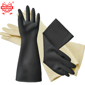 威碟安健加厚工业耐酸碱乳胶手套防硫酸盐酸硝酸防化黑白胶皮手套