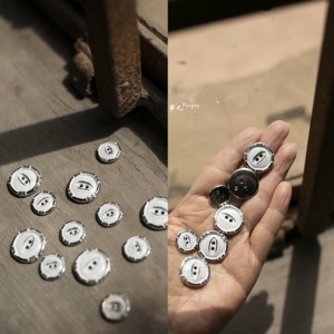 德国进口金属纽扣—合金二孔扣子 白瓷复古做旧纽扣15-20mm/1枚价