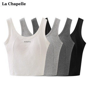 拉夏贝尔/La Chapelle夏新款一体式带胸罩背心吊带女修身打底上衣
